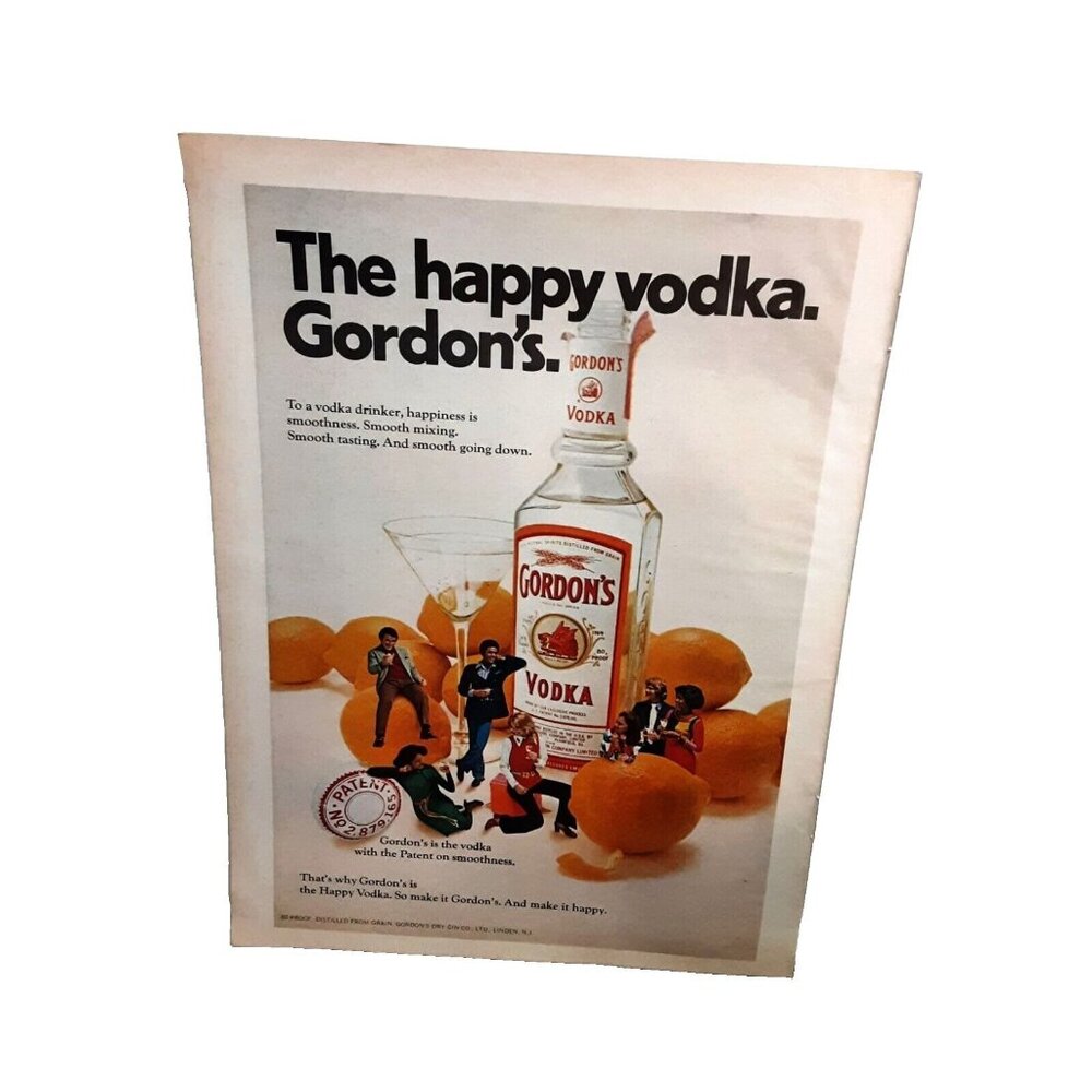 1972 Gordons Happy Vodka Original Print Ad vintage